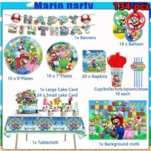 SUPER MARIO BROTHERS Party Supplies 20 guest set plus gift tote bags